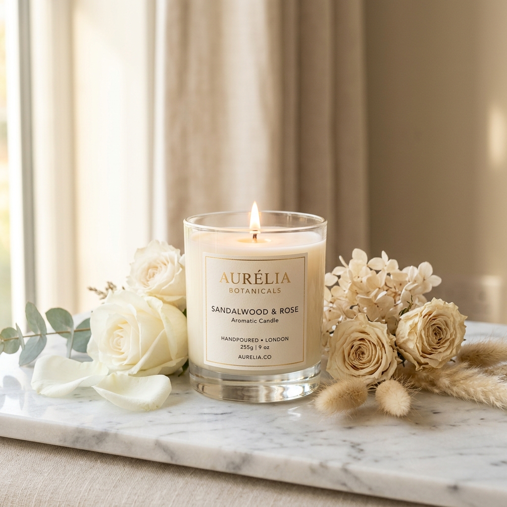 Luxury scented candle with roses