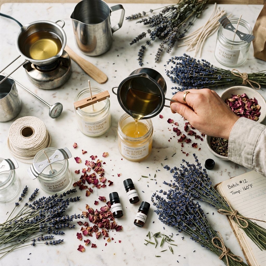 Artisan candle making process